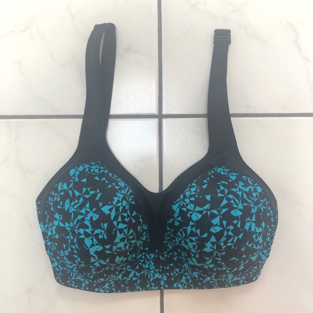 Black & Teal Patterned Champion ‘Power Shape Max’ Sports Bra